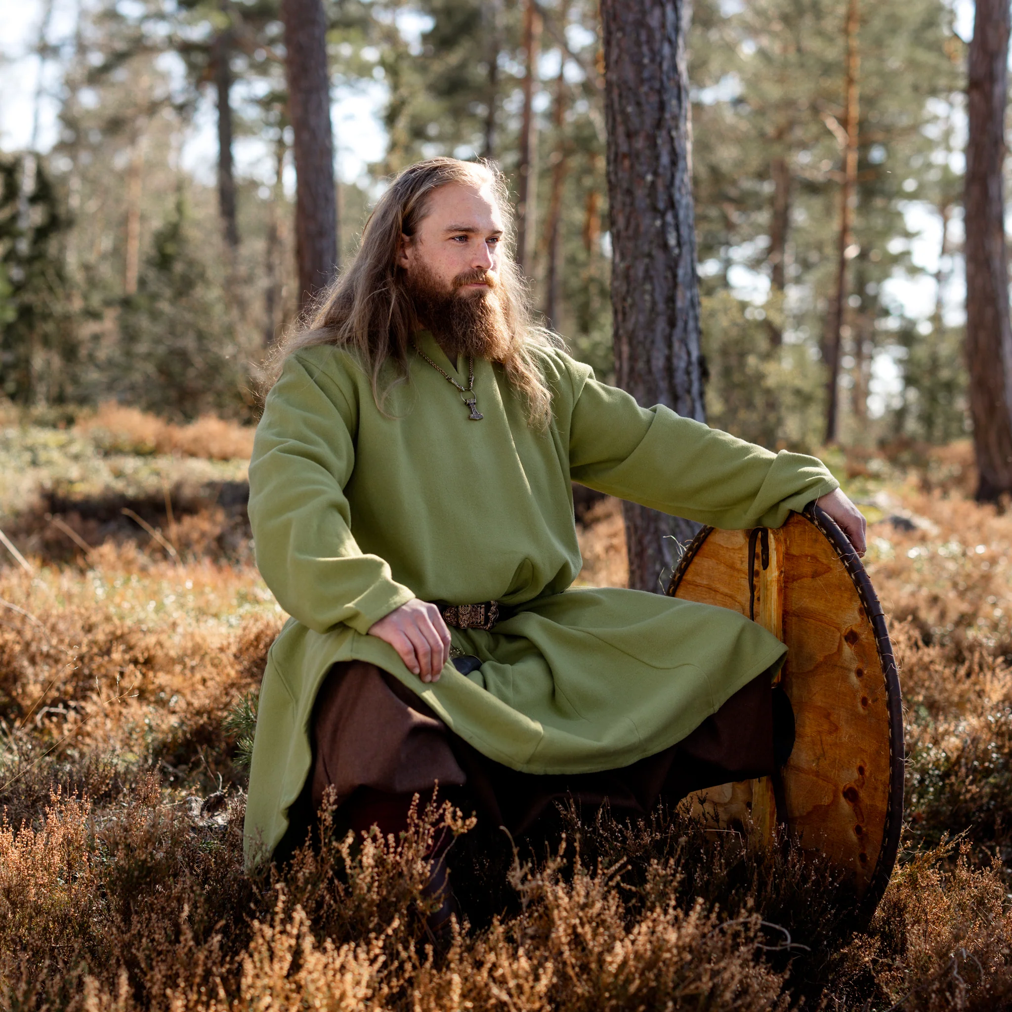 Viking Wool Tunic, Moselund, Green - Image 4