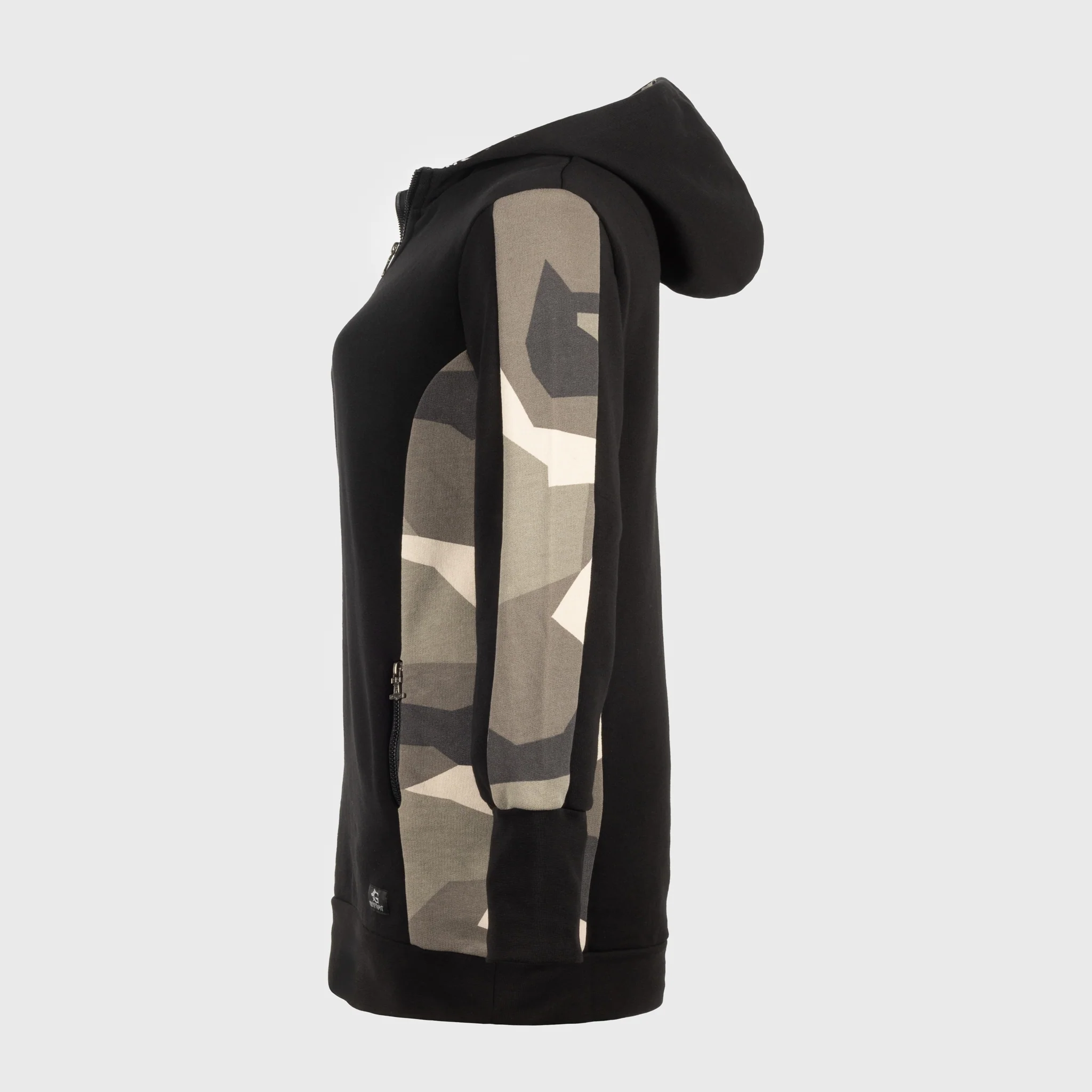 Women's Hoodie Half-Zip, Black and Camo - Image 7