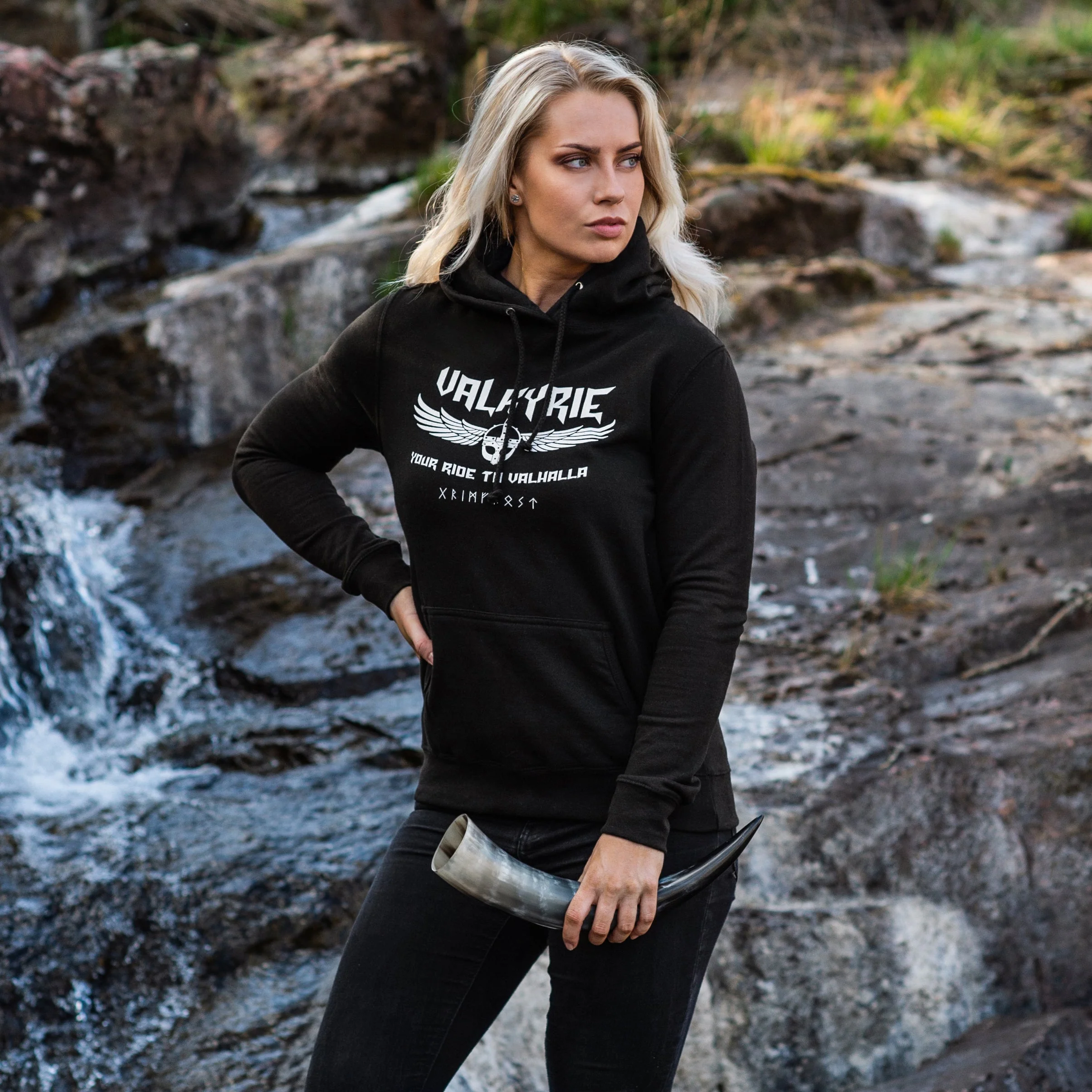 Women's Premium Hoodie, Valkyrie, Black - Image 2