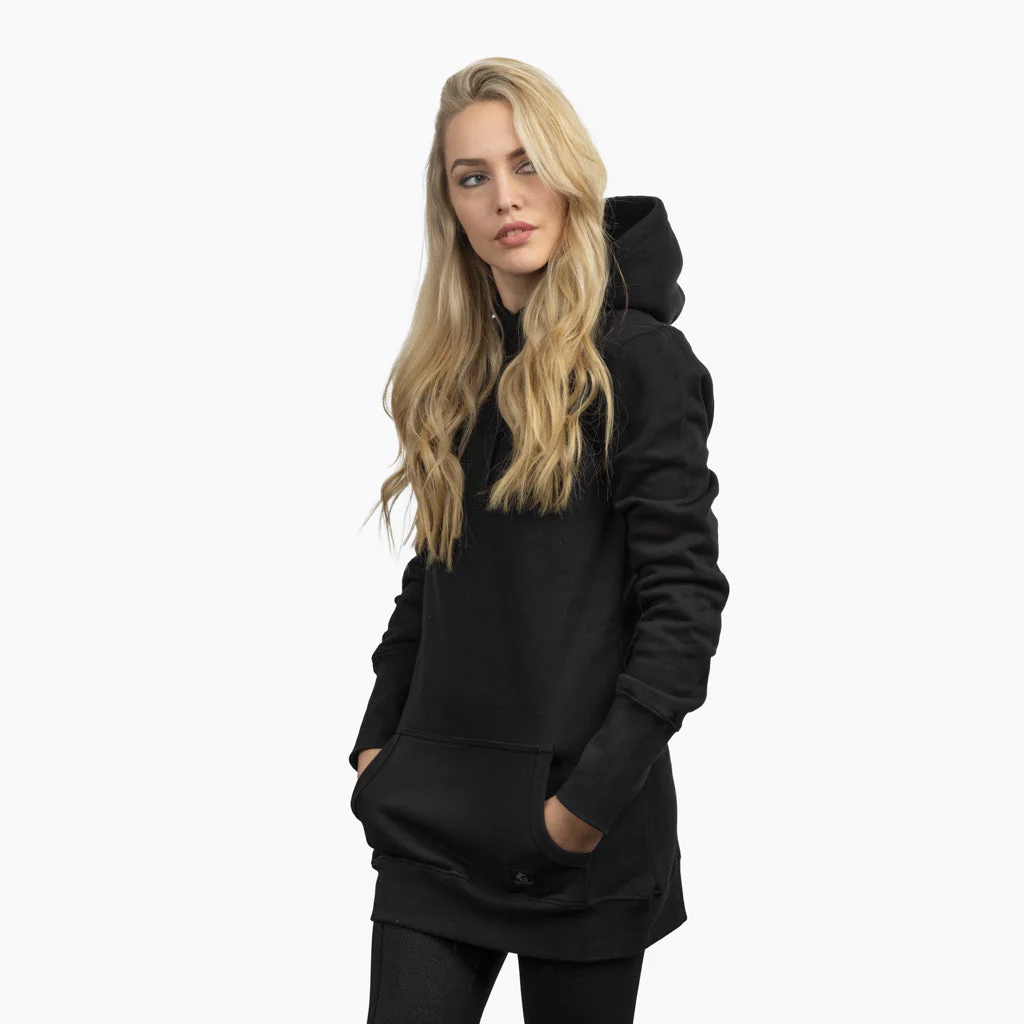 Women's Premium Longline Hoodie, Grimfrost, Black - Image 3