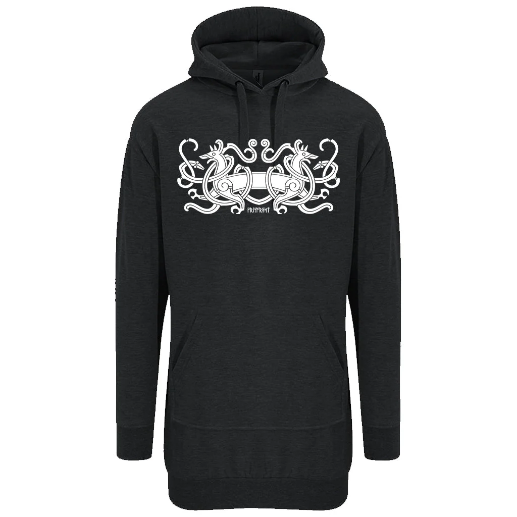 Women's Premium Longline Hoodie, Hjortr, Black - Image 4