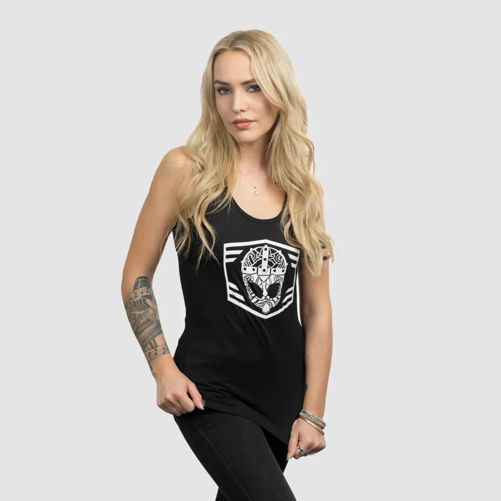 Women's Premium Tank Top, Clan Helmet, Black