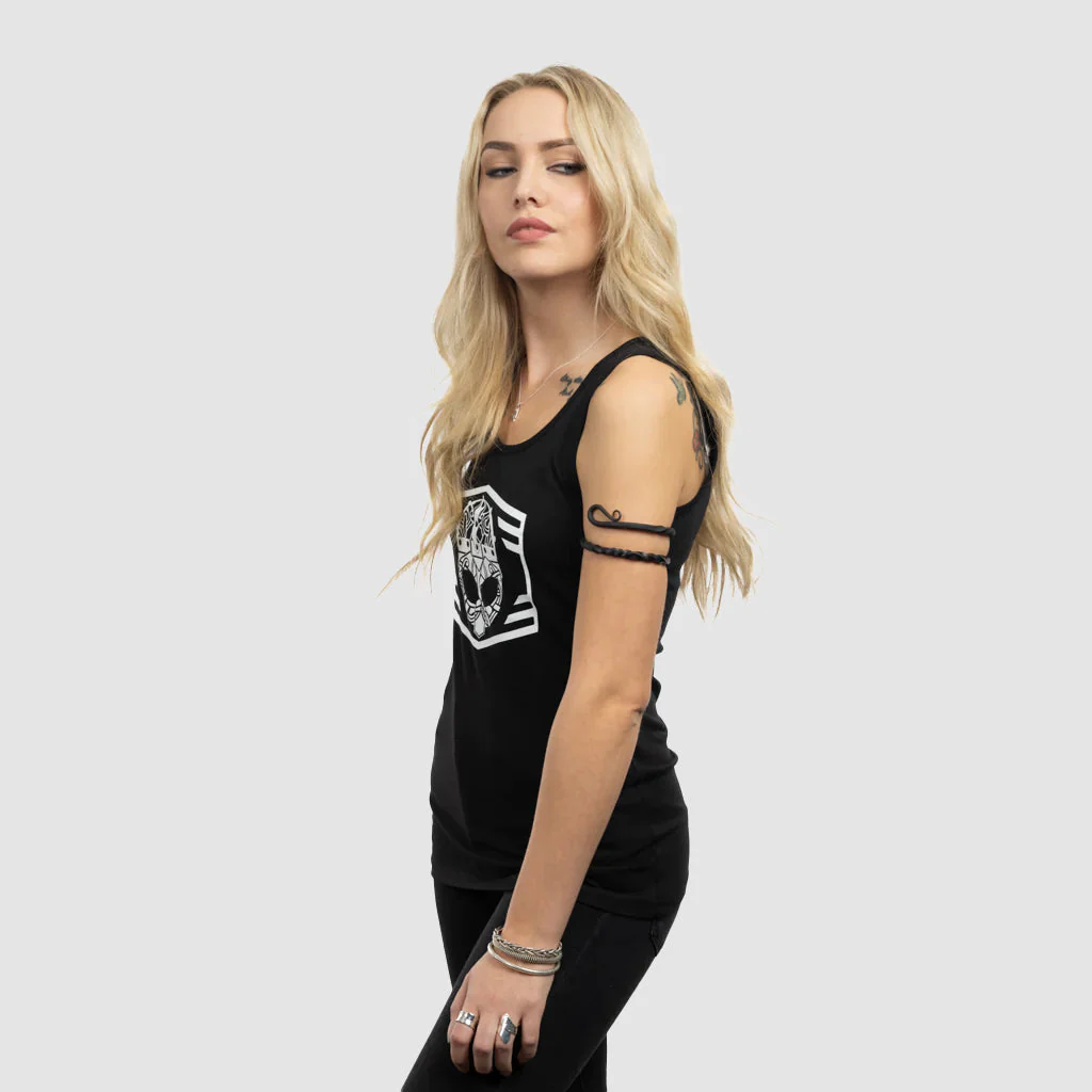 Women's Premium Tank Top, Clan Helmet, Black - Image 2