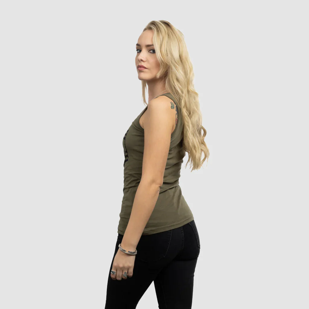 Women's Premium Tank Top, Clan Helmet, Green - Image 2