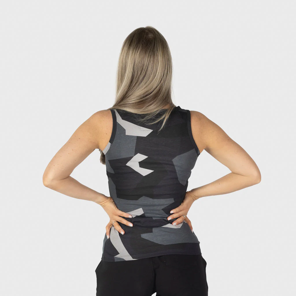 Women's Premium Tank Top, Grimfrost, M90 Grey Camo - Image 2