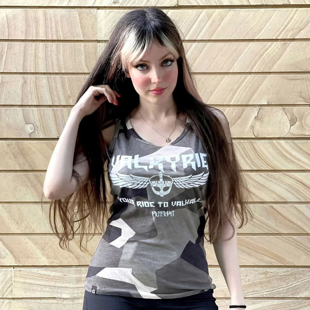 Women's Premium Tank Top, Valkyrie, M90 Brown Camo - Image 2