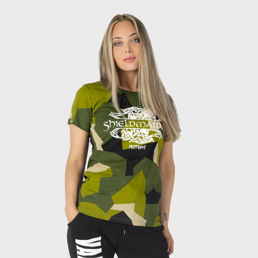 Women's Premium T-shirt, Shieldmaiden, M90 Green Camo