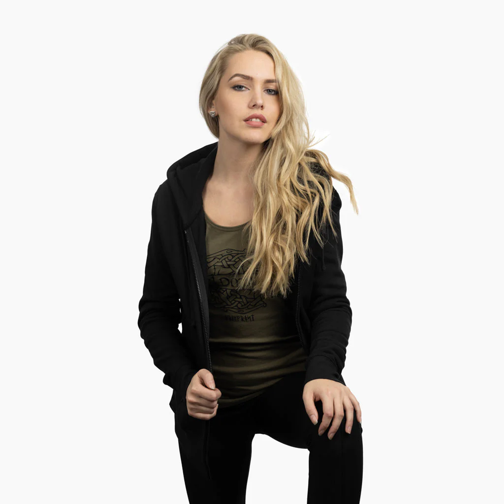 Women's Premium Zip Hoodie, Grimfrost, Black