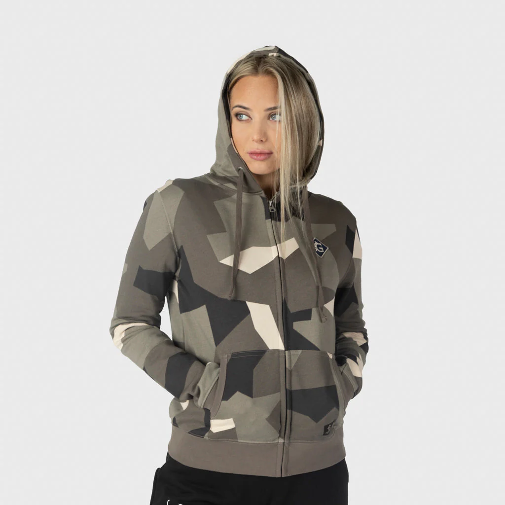 Women's Premium Zip Hoodie, Grimfrost, M90 Brown Camo - Image 3