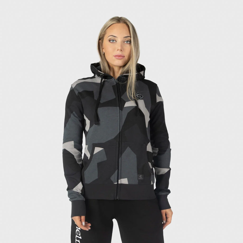 Women's Premium Zip Hoodie, Grimfrost, M90 Grey Camo