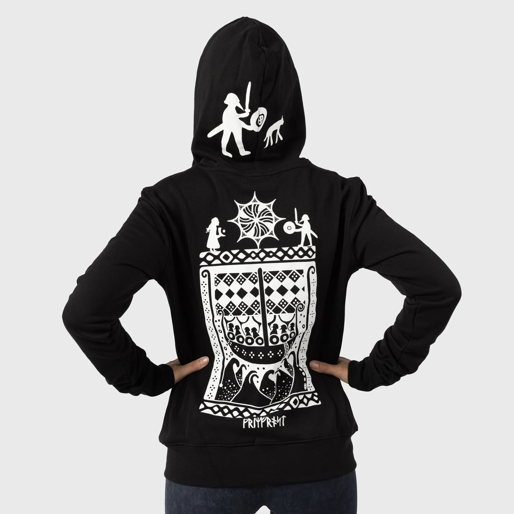 Women's Premium Zip Hoodie, Gute Stone, Black