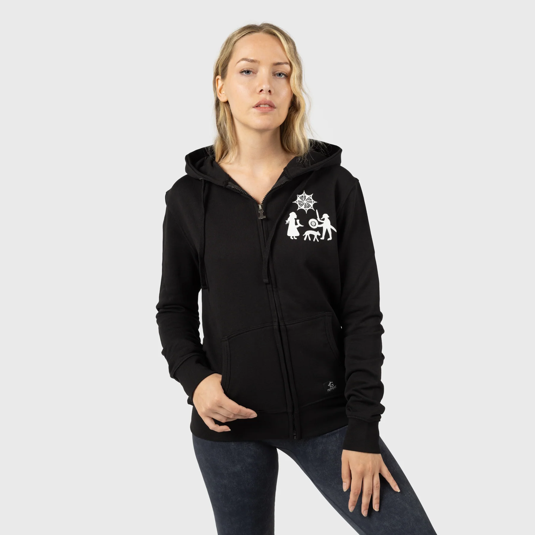 Women's Premium Zip Hoodie, Gute Stone, Black - Image 2
