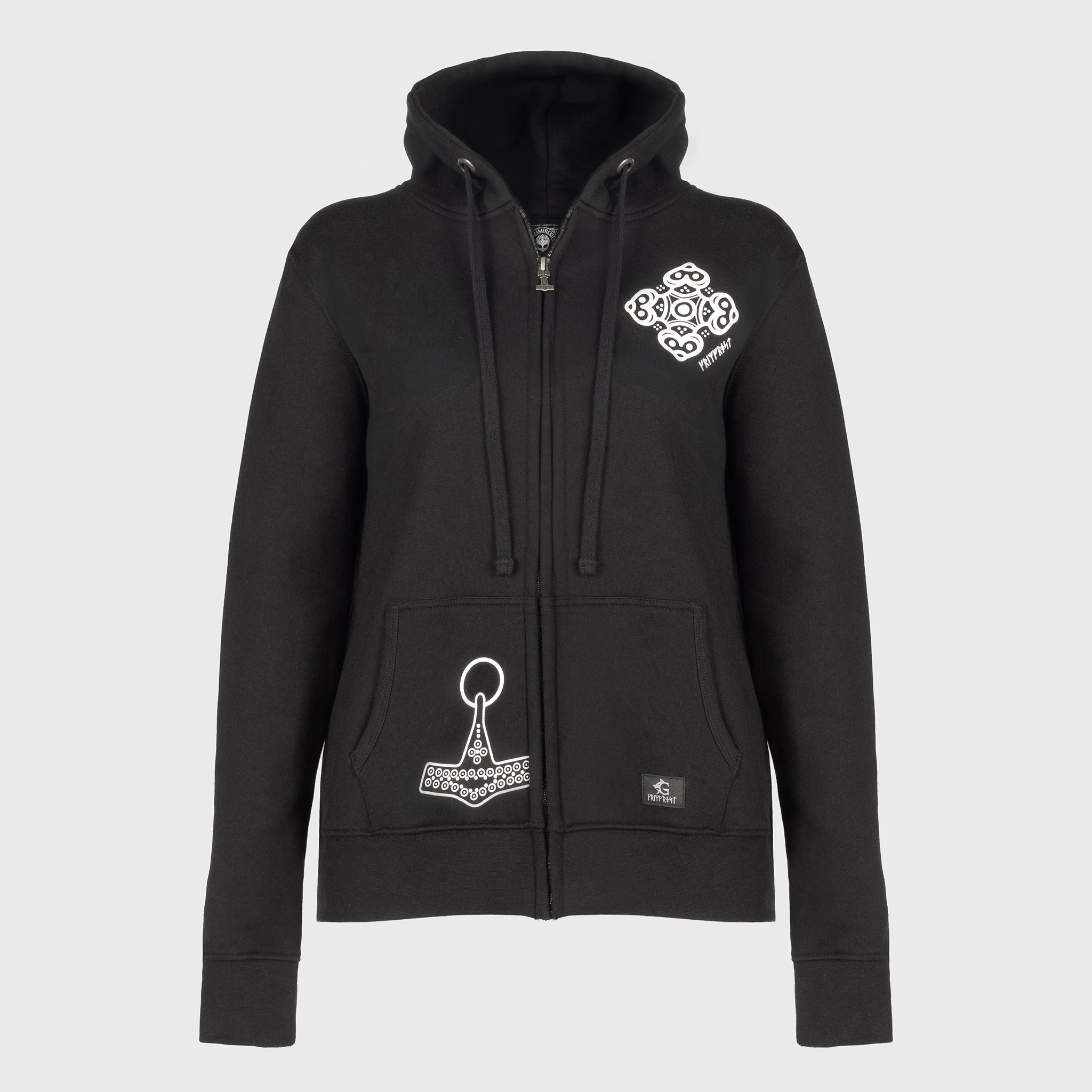 Women's Premium Zip Hoodie, Odin, Black - Image 6