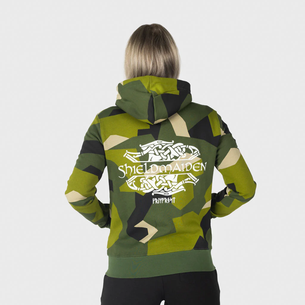 Women's Premium Zip Hoodie, Shieldmaiden, M90 Green Camo
