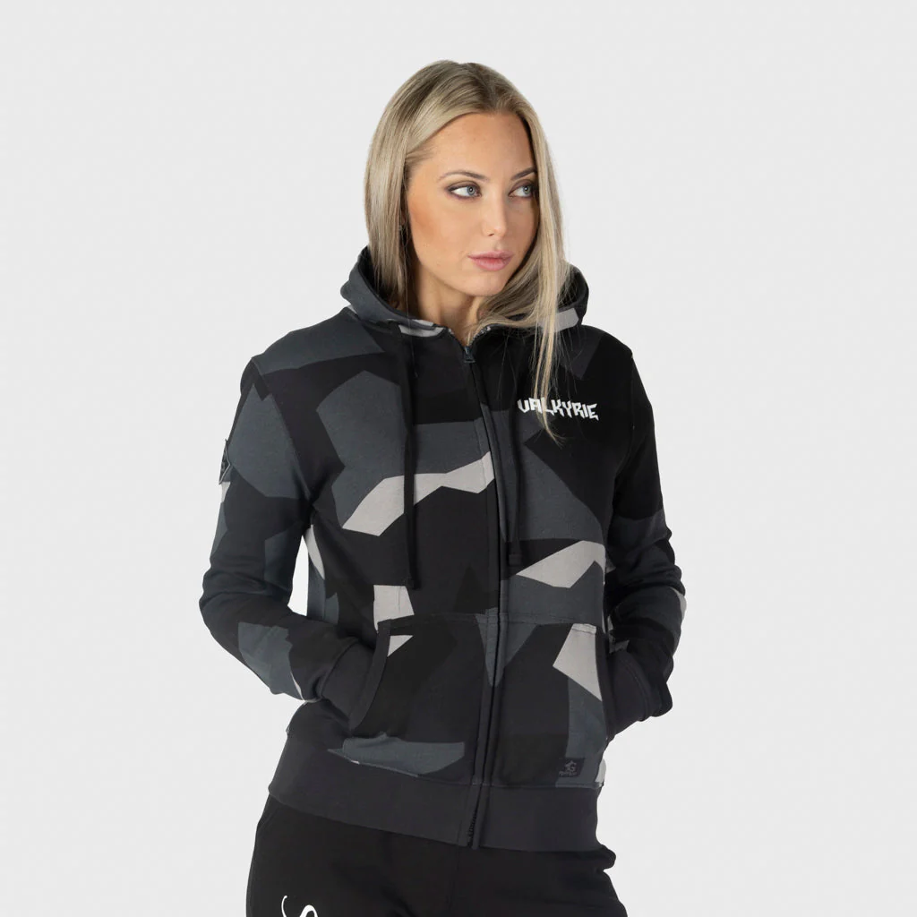 Women's Premium Zip Hoodie, Valkyrie, M90 Grey Camo - Image 2
