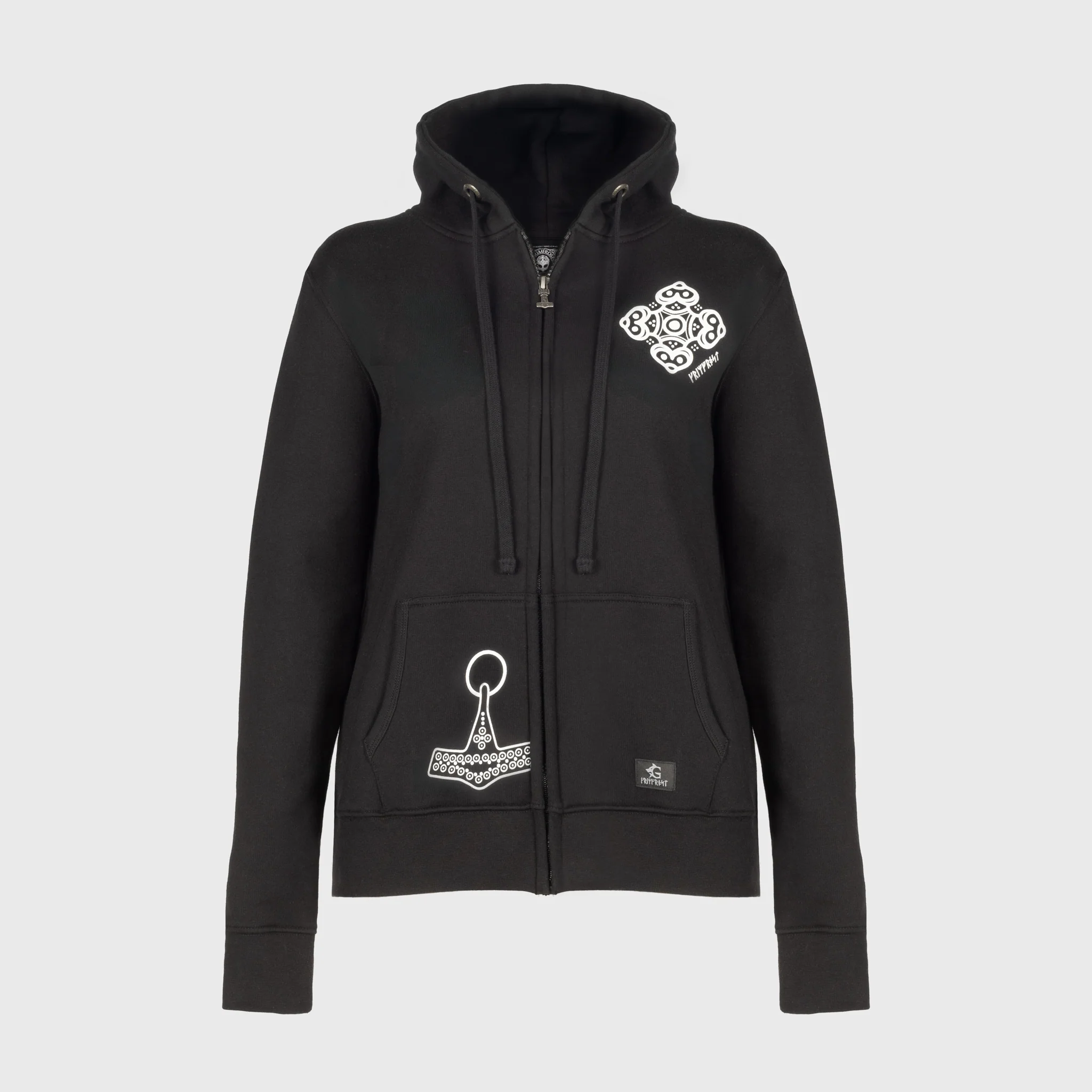 Women's Premium Zip Hoodie, Volund, Black - Image 3