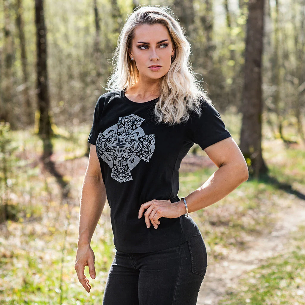 Women's Premium T-shirt, Mjolnir Wheel, Black - Image 4