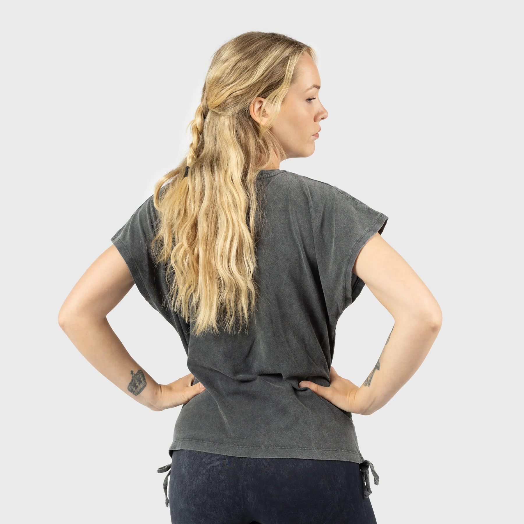 Women's Drawstring T-shirt, Est. 2014, Washed Grey - Image 3