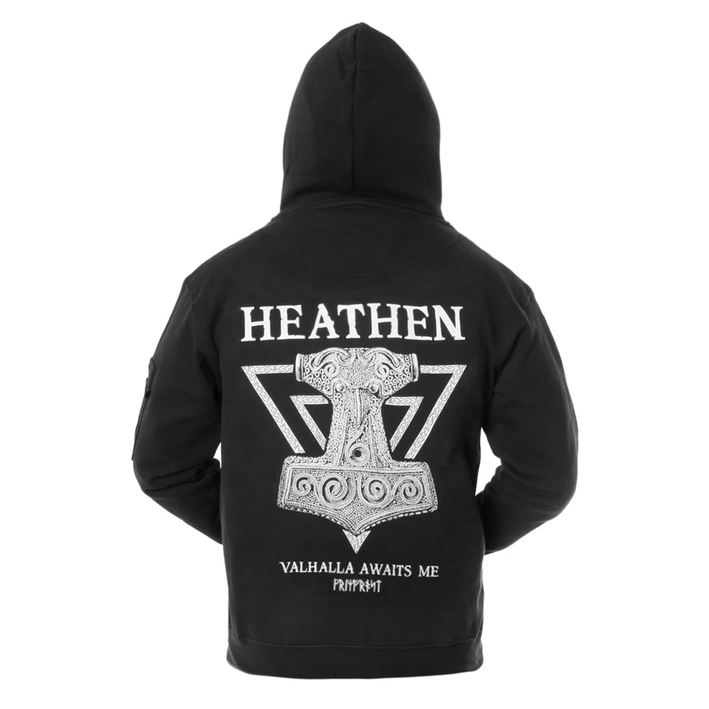 Premium Zip Hoodie, Heathen, Black - Image 4